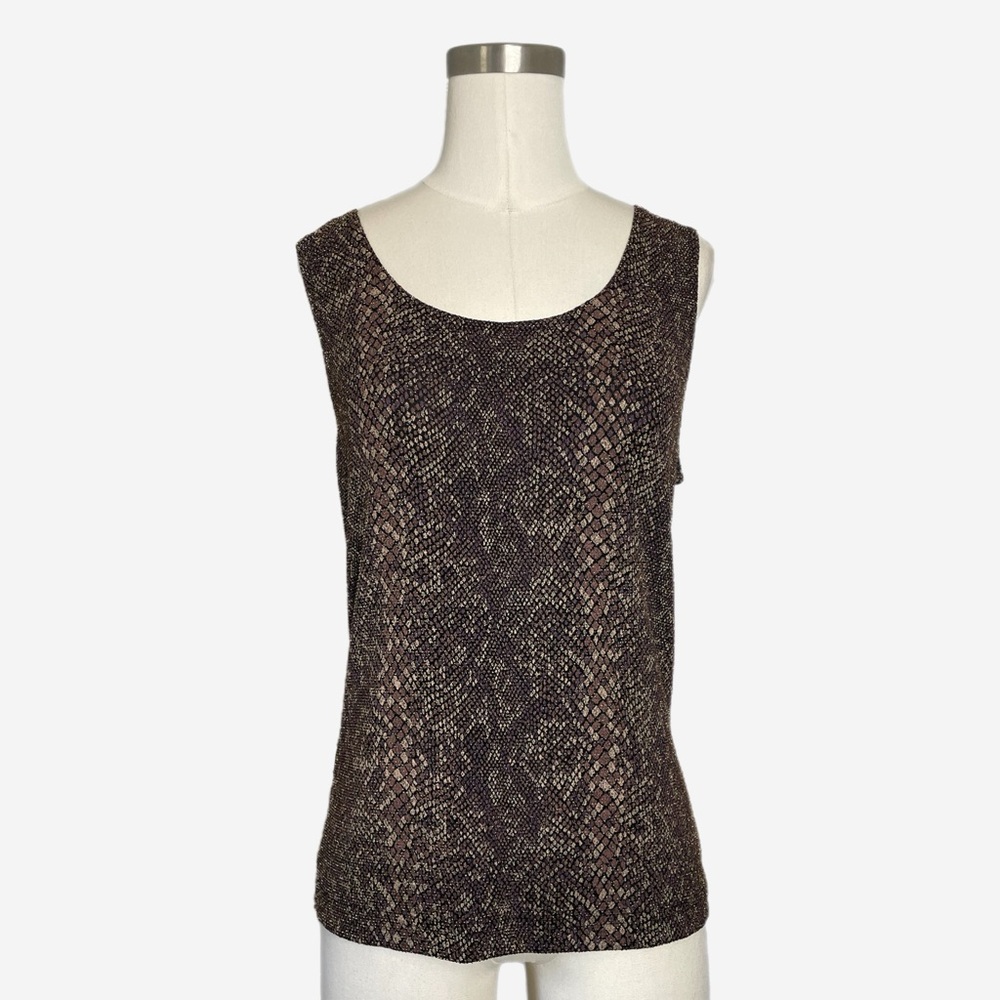 Vintage Y2K Virgo brown purple glitter snakeskin tank rocker slinky edgy party M